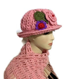 Cloche hat, crochet hat, handmade hat, women's hat, The pink cloche hat, pink acrylic yarn