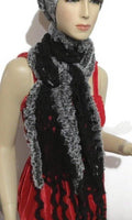 woman's scarf, handmade scarf, crochet scarf, winter scarf, black alpaca, andrea designs, the mink scarf,