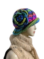 THE GREEN ÑUSTA  (an Inca princess in Quechua) HAT, handmade beanie, crochet hat, woman's size, cloché hat.
