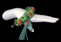 THE SUMMER GREEN PARROT BRACELET, Boho-chic, handmade,  macrame,  orange ceramic beads  bracelet,  green nylon cord,