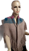 Woven shawl, Handmade shawl, triangle loom shawl, winter alpaca shawl, The beige roses shawl, beige Peruvian alpaca yarn, fall wrap, winter shawl,