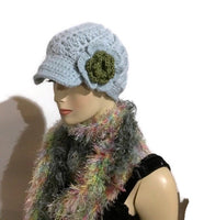 The Green Aqua Alpaca Hat, crochet beanie, woman's size,  gift for her, winter wear