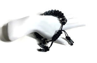 The Onyx beaded bracelet, chunky bracelet, black beads Kumihimo wristlet, woman size, Boho-style, macrame clasp