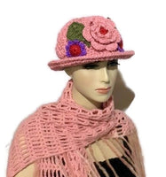 Cloche hat, crochet hat, handmade hat, women's hat, The pink cloche hat, pink acrylic yarn