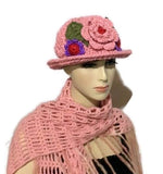 Cloche hat, crochet hat, handmade hat, women's hat, The pink cloche hat, pink acrylic yarn