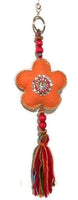 Flower keyring charm, key fob, zipper pull charm, handmade handbag decoration, The orange flower keyring-zipper pull charm