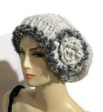 THE SLOUCHY SILVER ALPACA HAT, knitted bonnet, woman's size, andrea designs handmade hats, gift for her, winter wear
