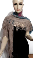 Woven shawl, Handmade shawl, triangle loom shawl, winter alpaca shawl, The beige roses shawl, beige Peruvian alpaca yarn, fall wrap, winter shawl,