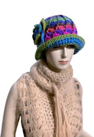 THE GREEN ÑUSTA  (an Inca princess in Quechua) HAT, handmade beanie, crochet hat, woman's size, cloché hat.
