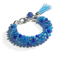 THE BLUE POPPY BRACELET, chunky bracelet, blue beaded Kumihimo wristlet, Boho-chic, woman's size,