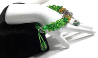 Green bracelet, Handmade green beaded Kumihimo wrap, woman size, macrame clasp, Boho-chic, The green mix bracelet