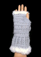The silver blue alpaca fingerless gloves, fingerless gloves, women's fingerless gloves, crochet fingerless gloves, handmade fingerless gloves,
