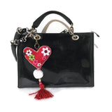Heart handbag charm, handmade handbag decoration, key fob, key ring, The red heart handbag charm