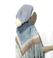 Hat, knit hat, slouchy knit hat,  silver blue alpaca fiber, The silver blue alpaca hat, woman size