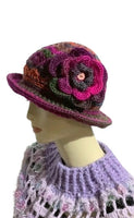 THE PURPLE ÑUSTA  (an Inca princess in Quechua) HAT, handmade beanie, crochet hat, woman's size, cloché hat.