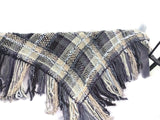 Prize winner handwoven shawl, The Winter Cornfield Shawl, alpaca yarn, multi fibers, white, cream, grey, black yarn