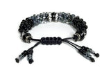 The Onyx beaded bracelet, chunky bracelet, black beads Kumihimo wristlet, woman size, Boho-style, macrame clasp