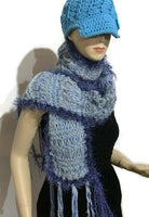 THE BLUE SKIES ALPACA SCARF, knitted alpaca scarf, woman size, one of a kind, gift for her, Christmas gift, winter wear