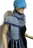 THE BLUE SKIES ALPACA SCARF, knitted alpaca scarf, woman size, one of a kind, gift for her, Christmas gift, winter wear