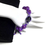 Purple shamballa beads, black skull bead, The halloween purple bracelet, macrame wrap, Halloween, purple nylon cord,
