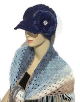 Royal blue hat, woman's size, THE ROYAL BLUE CROCHET HAT, holiday gift, for her, ready to ship