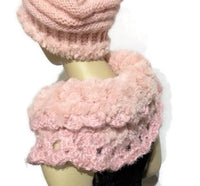Shoulder warmer, fold over cowl, crochet cowl, faux fur, womans size, The Pink Cowl