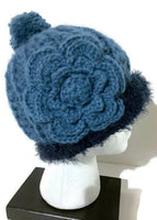 THE BLUE ALPACA HAT, crochet blue beanie alpaca hat, woman's size 23.5, for cold weather, for her, Christmas gift