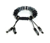 The Onyx beaded bracelet, chunky bracelet, black beads Kumihimo wristlet, woman size, Boho-style, macrame clasp