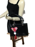 Heart handbag charm, handmade handbag decoration, key fob, key ring, The red heart handbag charm