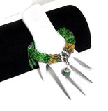Green bracelet, Handmade green beaded Kumihimo wrap, woman size, macrame clasp, Boho-chic, The green mix bracelet
