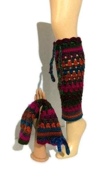 Green, purple, fuchsia pair leg-warmers, crochet , woman size, THE LUSH ORCHID LEG-WARMERS, must-have, holiday gift, boot toppers,