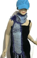 THE BLUE SKIES ALPACA SCARF, knitted alpaca scarf, woman size, one of a kind, gift for her, Christmas gift, winter wear