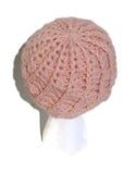 The pink crochet hat, pink alpaca yarn, beanie with bill, newsboy hat, woman size, cold weather, Andrea designs handmade hats,