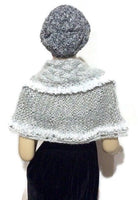 Shoulder's warmer, fold over cowl, knit cowl, woman's size, faux fur, acrylic, The silver gray cowl