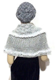 Shoulder's warmer, fold over cowl, knit cowl, woman's size, faux fur, acrylic, The silver gray cowl