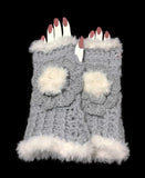 The silver blue alpaca fingerless gloves, fingerless gloves, women's fingerless gloves, crochet fingerless gloves, handmade fingerless gloves,