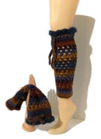 The Blue Andes leg warmers, rust gold, brown, purple, blue pair leg-warmers, crochet, woman size,  cold weather, holiday gift,