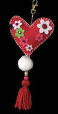 Heart handbag charm, handmade handbag decoration, key fob, key ring, The red heart handbag charm