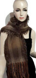 Handmade woven scarf, alpaca yarn, The brown scarf, woman size, boho chic