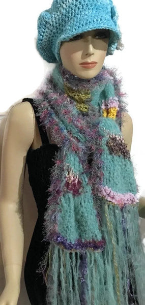 Scarf, knit scarf, alpaca knit scarf, aqua green alpaca knit scarf, The Aqua Cloud scarf, andrea designs handmade scarves, gifts for her, woman size.