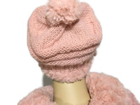 The Pink slouchy Hat, knit  beanie, pink alpaca, faux fur, woman's size, winter hat