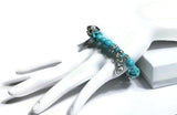THE YIN YANG CHARM DIFFUSER BRACELET, black lava rock stones, turquoise stones, black bright agate stones, essential oil diffuser bracelet, stretch bracelet, woman's size, gift for her.