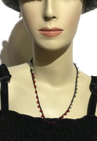 Braided beaded Macrame bracelet, triple wraps, wear it as a necklace, Boho-chic, adjustable clasp, THE RED AND SILVER WRAP
