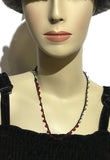 Braided beaded Macrame bracelet, triple wraps, wear it as a necklace, Boho-chic, adjustable clasp, THE RED AND SILVER WRAP