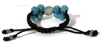 Boho- chic handmade bracelet, macramé wrap, The Blue Shamballa bracelet, blue beads