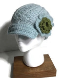 The Green Aqua Alpaca Hat, crochet beanie, woman's size,  gift for her, winter wear