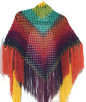 Hand crochet shawl, mandala shawl, acrylic yarn, boho- chic style, THE GARDEN OF DHALIAS SHAWL.