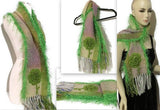 Handmade woven scarf, loom scarf, green handmade alpaca scarf, luxury scarf, The green woven scarf