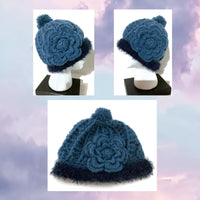 THE BLUE ALPACA HAT, crochet blue beanie alpaca hat, woman's size 23.5, for cold weather, for her, Christmas gift