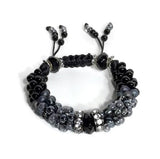 The Onyx beaded bracelet, chunky bracelet, black beads Kumihimo wristlet, woman size, Boho-style, macrame clasp